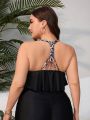 SHEIN Swim Vcay Plus Size Halter Neck Swimsuit Top