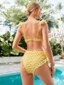 SHEIN Swim Mod Ruffle Trim Push Up High Waisted Bikini Swimsuit