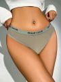 Letter Tape Waist Mesh Panty