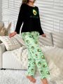 Letter & Cartoon Graphic PJ Set