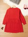 Teenage Girls' Stylish V-Neck Sweater Dress With Waistline Cut-Out Design