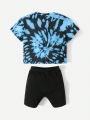 SHEIN Baby Girls' Casual Comfortable Tie-Dye Outfit