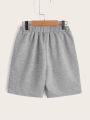 SHEIN Teen Boys' 2pcs/Set Comfortable Leisure Solid Color Knit Shorts