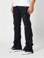 SUMWON Flare Fit Distressed Jean With Side Snaps