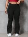 Plus Size Solid Color Slim Fit Flare Jeans