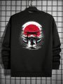 SHEIN Extended Sizes Men Plus Sun & Figure Graphic Drop Shoulder Sweatshirt