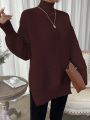 SHEIN Essnce Women'S Mock Neck Lantern Sleeve Sweater