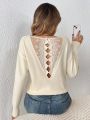 SHEIN Frenchy Women's V-neck Hollow Out Back Knitted Sweater