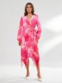 SHEIN Privé Random Printed Long Sleeve Dress