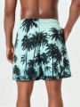 Men's Palm Tree Printed Beach Shorts