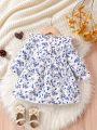 Baby Girl Floral Print Lace Decorative Dress