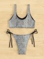 SHEIN Swim Y2GLAM Snake Print Side Tie Bikini Set