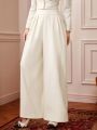 SHEIN DECDS Solid Color High Waist Wide Leg Pants