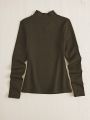 SHEIN Essnce Slim Fit Autumn And Winter Long Sleeve T-shirt With Added Fleece