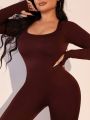 Plus Size Square Neck Jumpsuit Shapewear