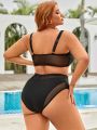 SHEIN Swim BAE Women'S Plus Size Mesh Splice Swimsuit Set