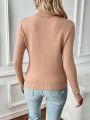 SHEIN Essnce Contrast Trim Turtleneck Contrast Trim Thermal Lined Crop Sweater