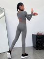 SHEIN Tween Girls' Casual Slim-Fit Solid Color Sportswear