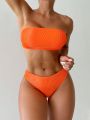 SHEIN Swim Basics Solid Color Strapless Two-Piece Swimsuit