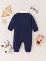 Baby Boys' Casual Home Wear Jumpsuit In Gentleman Style With Faux Shirt Design