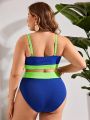 SHEIN Swim Vcay Plus Size Colorblock Swimsuit Set