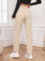 SHEIN Tall Ladies' Solid Color Simple Design Jeans