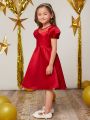 SHEIN Kids Nujoom Toddler Girls 1pc Puff Sleeve Dress