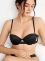 SHEIN Leisure Solid Color Hollow Out Thin Shoulder Strap Bra