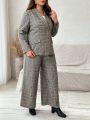 SHEIN Frenchy Plus Size Plaid Suit Set