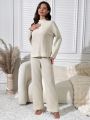 Mock Neck Drop Shoulder Lounge Set