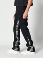 SUMWON Flare Fit Workwear Jean With All Over Print Panel