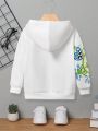 SHEIN Kids HYPEME Young Boy Cartoon & Letter Graphic Hoodie