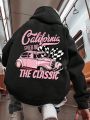 Men's Plus Size Back Printed Racing Themed Hoodie