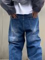 Men Slant Pocket Straight Leg Jeans