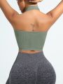 Yoga Basic Rib-knit Backless Crop Sports Halter Top