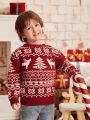 SHEIN Toddler Boys Christmas Pattern Sweater