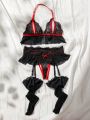 SHEIN Women's Sexy Lace Hollow Out Lingerie Set