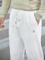 SHEIN Men Letter Patched Drawstring Waist Sweatpants