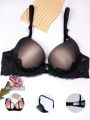 Women'S Lace Patchwork Bra With Steel Rim