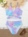 Big Girls' Colorful Leopard Pattern Bikini Set