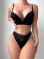 1pc Mesh Insert Cut Out Back Thong Bodysuit