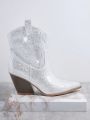 Rhinestone Slip On Western Boots