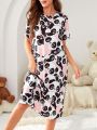 Women's Cute Panda Pattern Print Sleepwear Dress