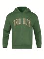 Daily&Casual Men's Hooded Sports Jacket With Printed Letters