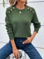 SHEIN Frenchy Solid Color Button Decorated Sweater