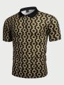 Manfinity Homme Men's Knitted Casual Short Sleeve Polo Shirt With Chain Pattern