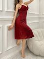 Lace Decorated Silk Satin Camisole Sleep Dress