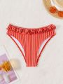SHEIN Swim Vcay Women'S Striped Bikini Bottom With Frilled Trim