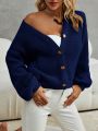 SHEIN Frenchy Drop Shoulder Button Front Cardigan