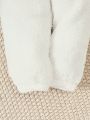 Baby Boy Bear Embroidery Kangaroo Pocket Fluffy Hoodie & Pants